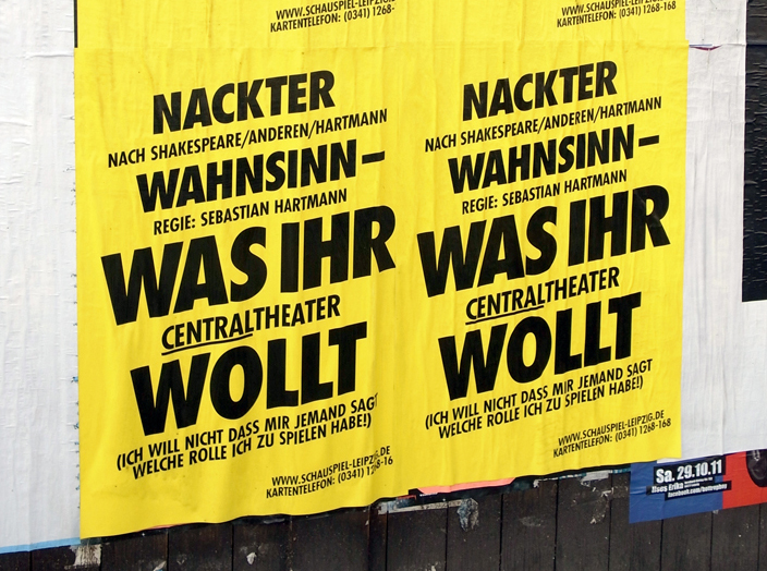 Stückeplakat A1, SCHAUSPIEL LEIPZIG/Centraltheater, 2011