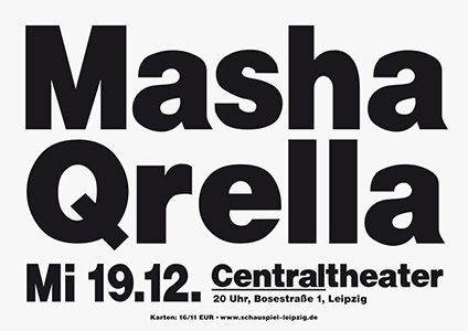 Konzertplakat MASHA QRELLA, A1, SCHAUSPIEL LEIPZIG/Centraltheater, 2012